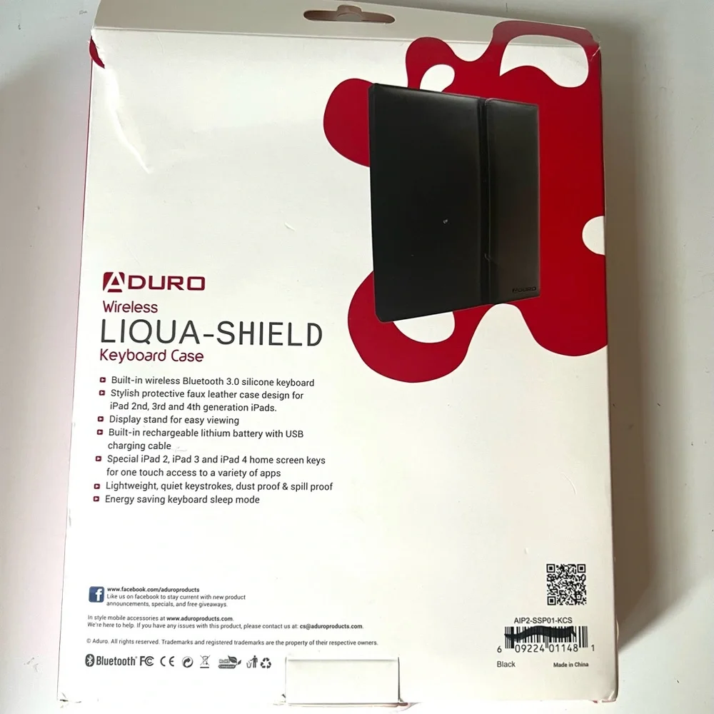 ADURO Liqua Shield Wireless Keyboard Case Ipad 2,3,4 With Bluetooth New in Box